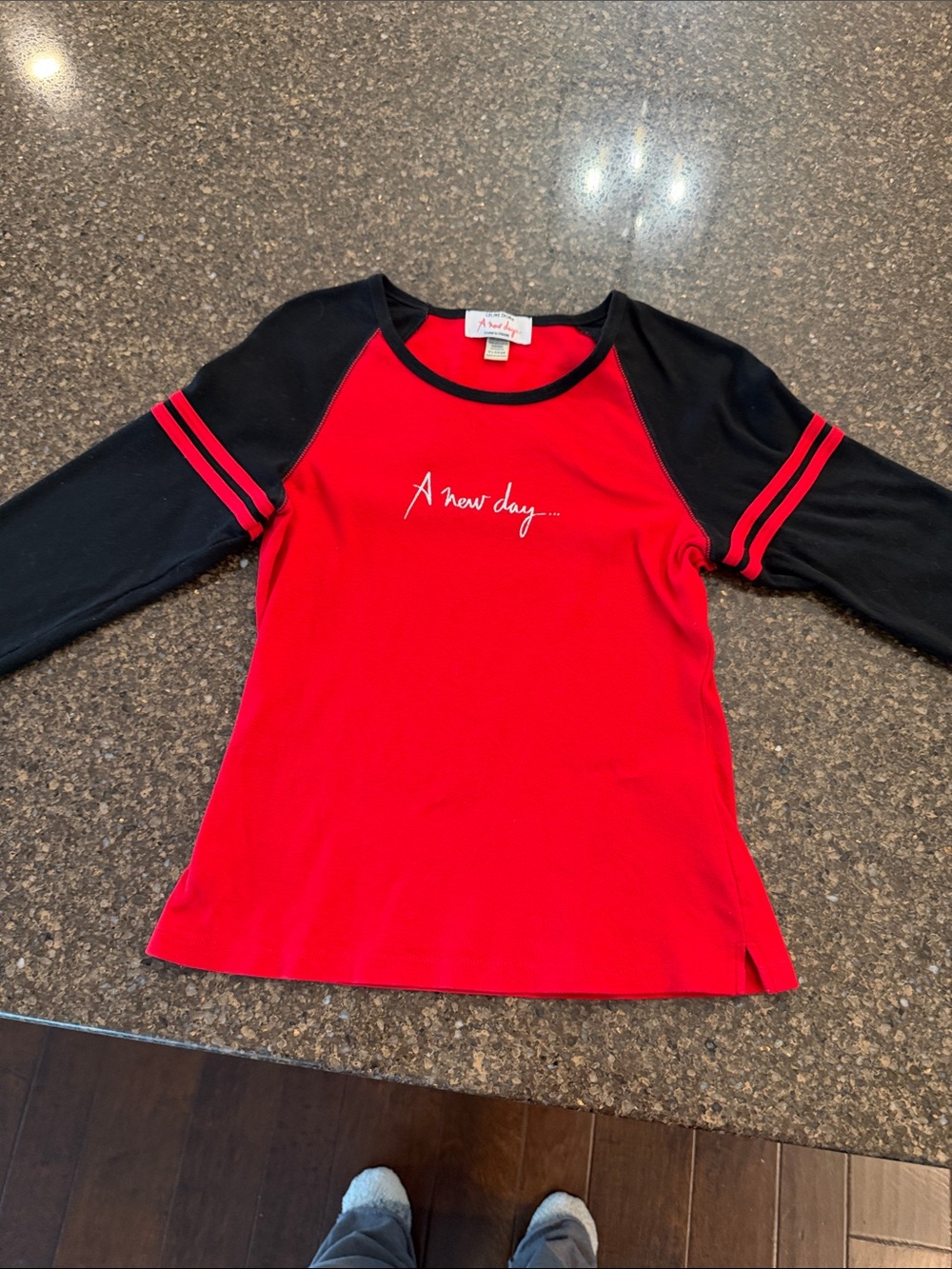 a new day Red and Black Raglan Long Sleeve Tee for Girls